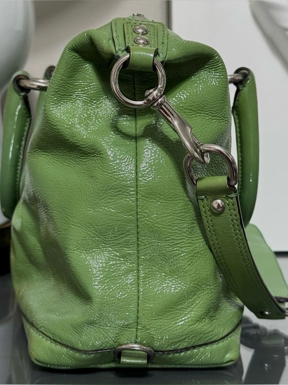 COACH Ashley F15455 GREEN Patent Leather Satchel Purse 2010